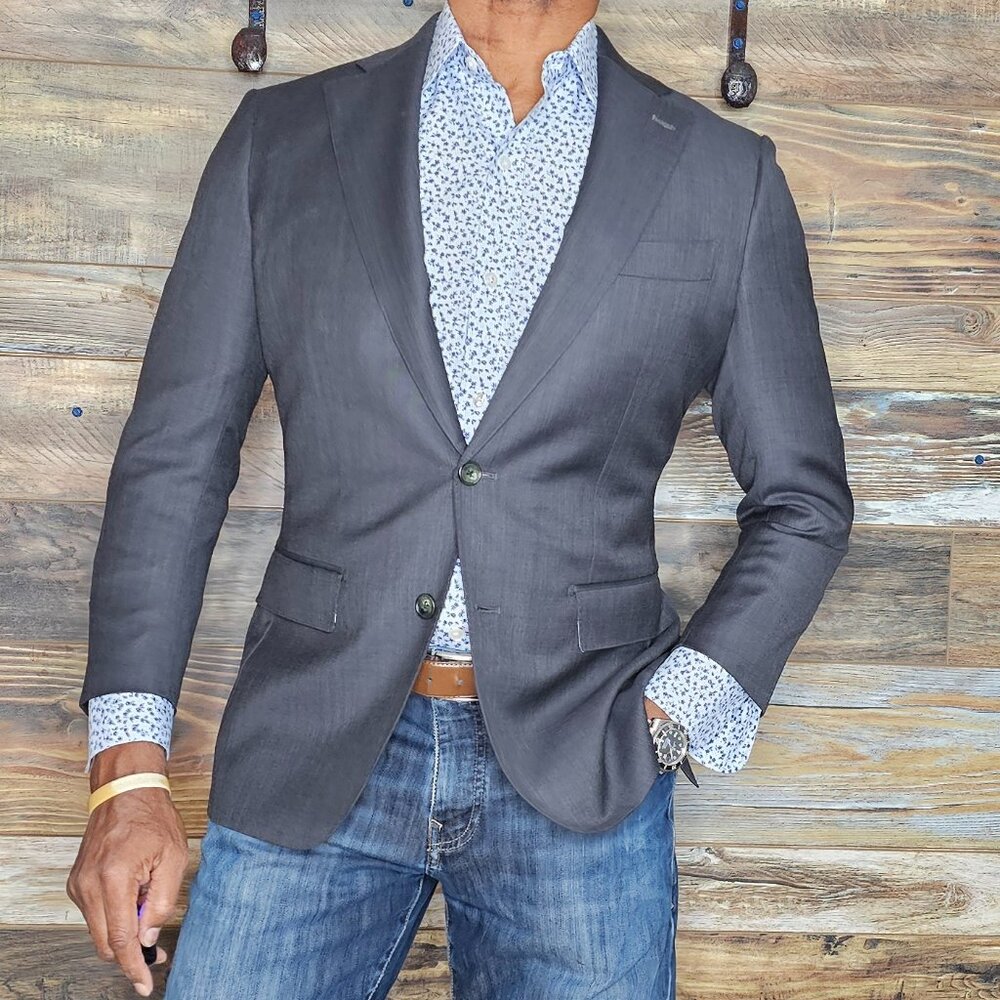 BLVDier Custom Bespoke Wool Dual Vent Working Cuffs Gray Blazer Jacket 38S